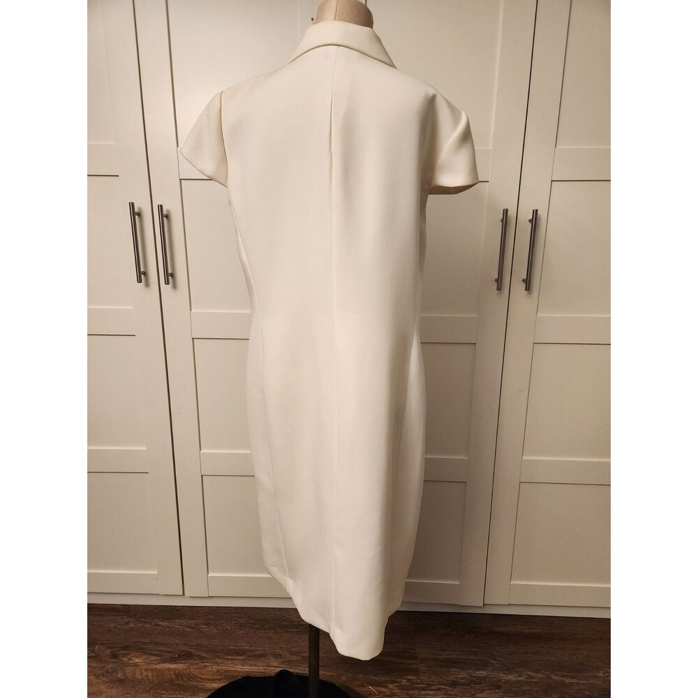Tahari ASL Antique White Rhinestone Buckle Sheath Dress Sz 16